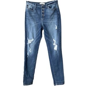 KanCan Button Fly Distressed High Rise Jeans